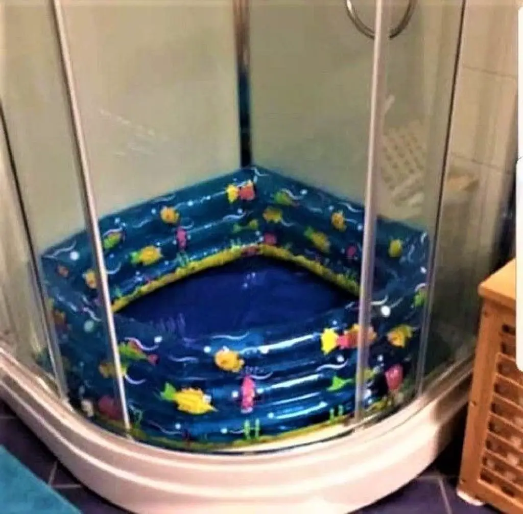 Kiddie pool in shower