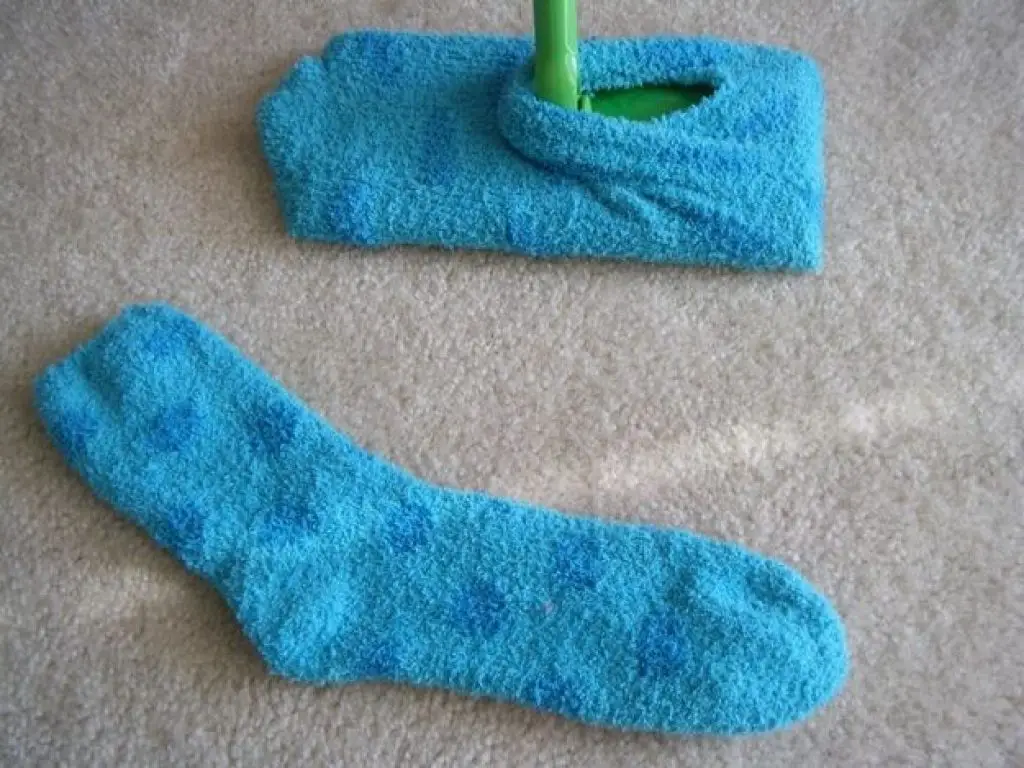 use fuzzy socks for Swiffer pads